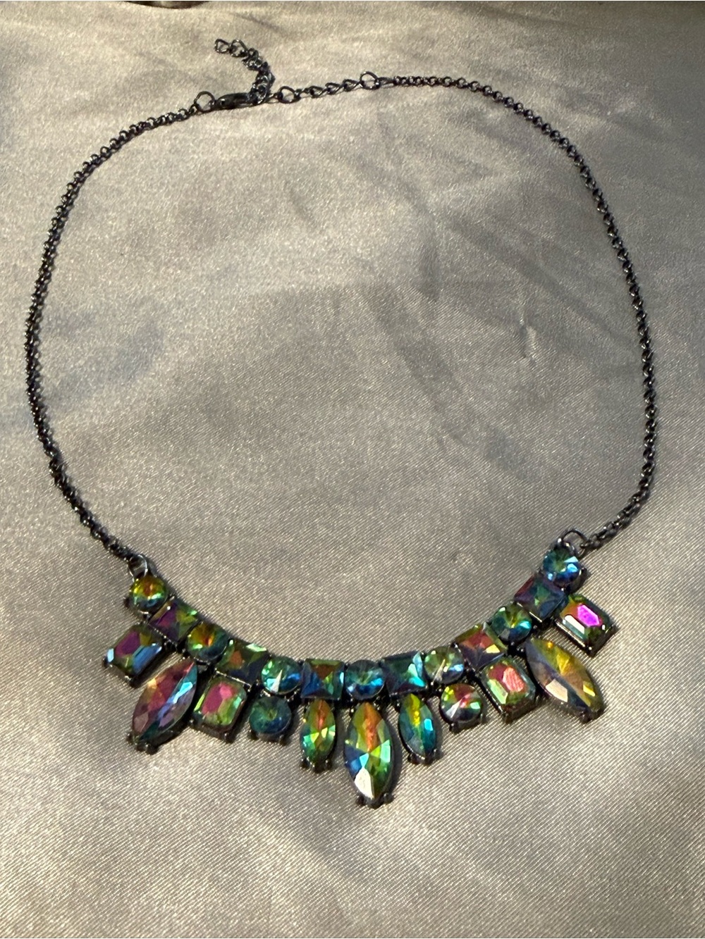 Vintage 70s Mystic Topaz Crystal Statement Necklace - Women Jewelry